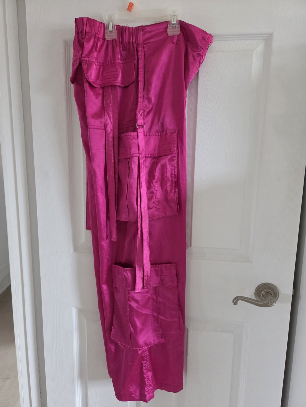 Bright Pink Wide-Leg Cargo Jumpsuit